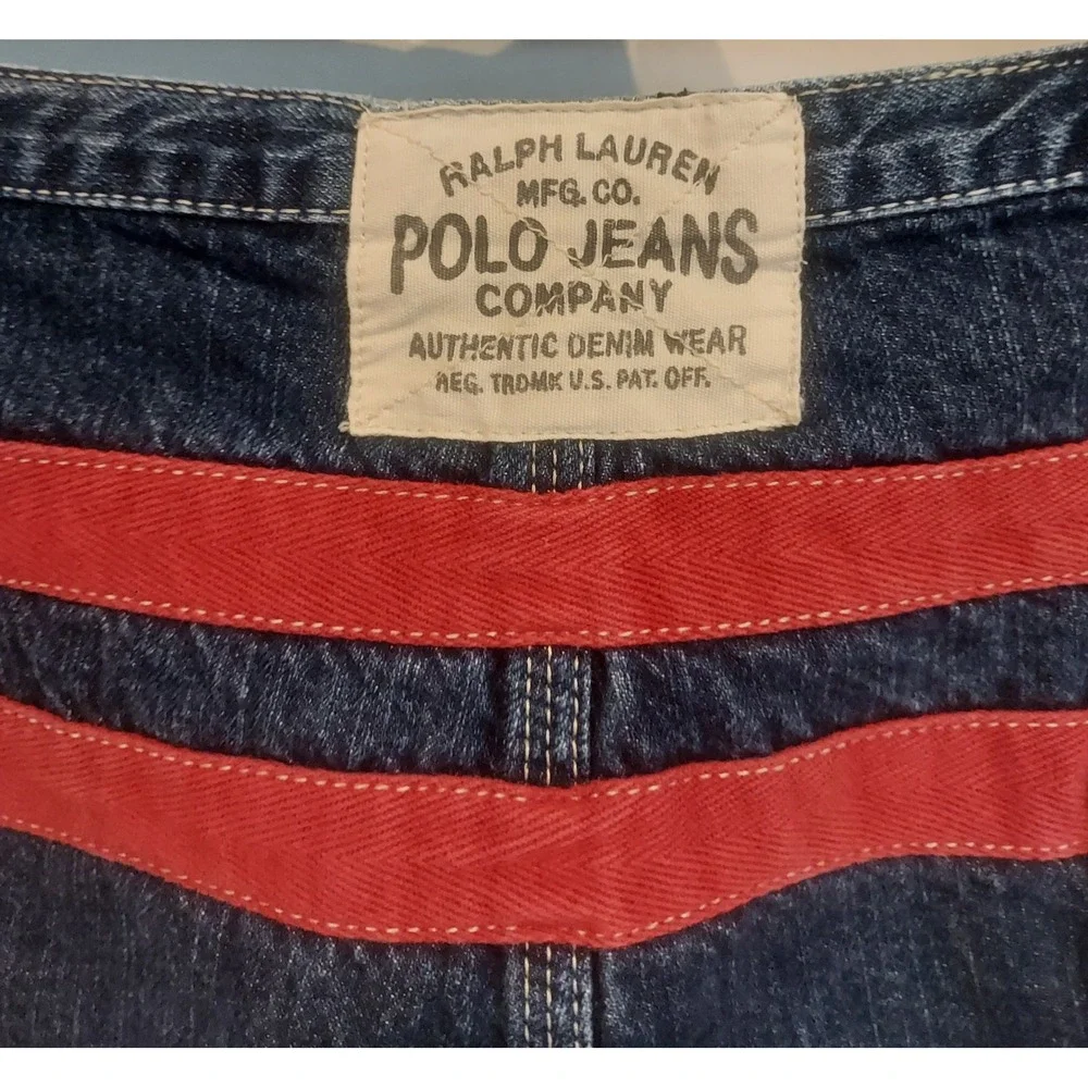 Polo Jeans Ralph Lauren Mens Vintage Y2K Baggy Denim Board Shorts Jorts Size XL